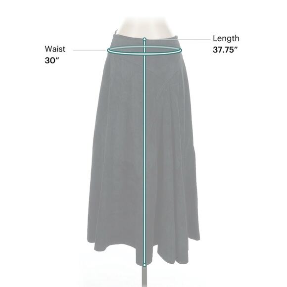 Valerie Stevens - Vintage Black Leather Suede Long Midi A Line Skirt Western M - Picture 3 of 4